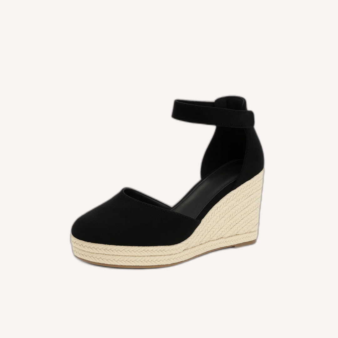 Sandales Compensées Femme Beige Taille 38 Daim Tressé