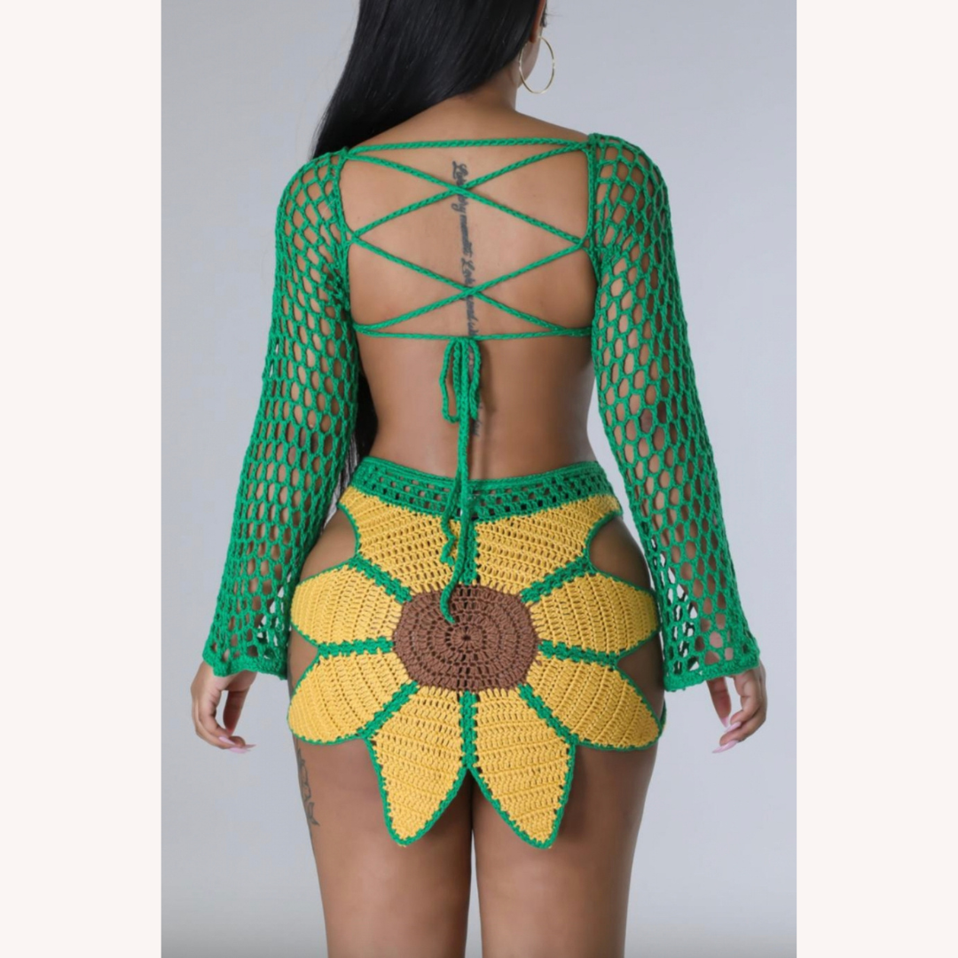 Maillot de Bain Femme 1 Pièce à Tournesol Fait Main – Élégance Artisanale et Confort pour Plage
