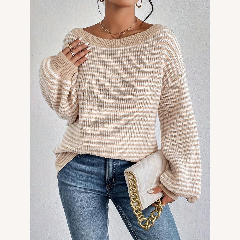 Women's Oversized Sweater in Soft Knit with Plaid Pattern – Comfort and Elegance for Winter