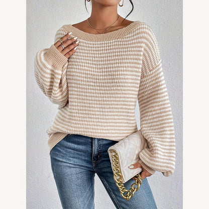 Women's Oversized Sweater in Soft Knit with Plaid Pattern – Comfort and Elegance for Winter