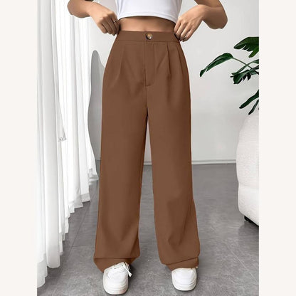 Women's High Waist Fluid Pants in Soft Fabric – Loose and Elegant Fit, Available in Multiple Colors