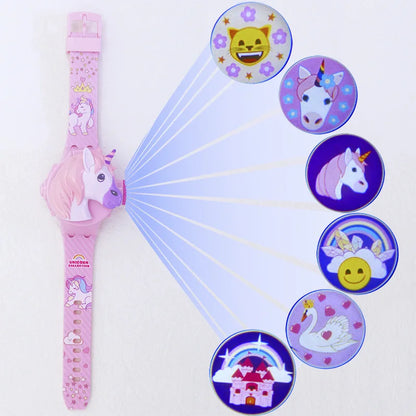 3D Cartoon Kids Watch with LED Display – Unicorn, Mickey, and Stitch Designs for Girls Aged 3-12
