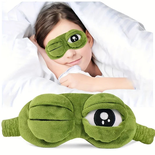 3D Frog Sleep Mask - Soft Cartoon Eye Shade for Travel and Office Use