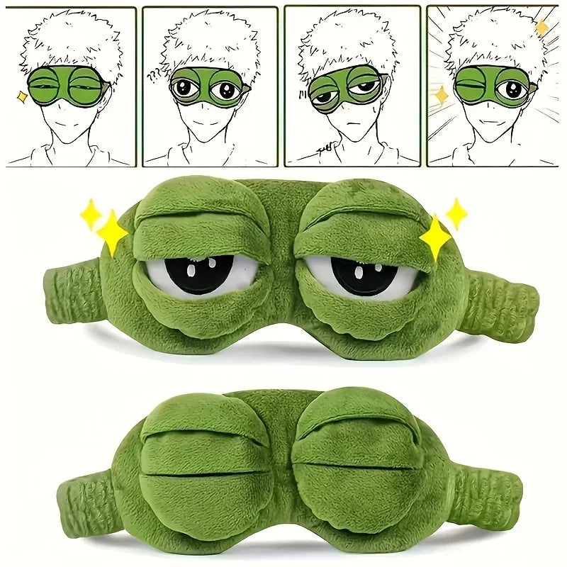 3D Frog Sleep Mask - Soft Cartoon Eye Shade for Travel and Office Use