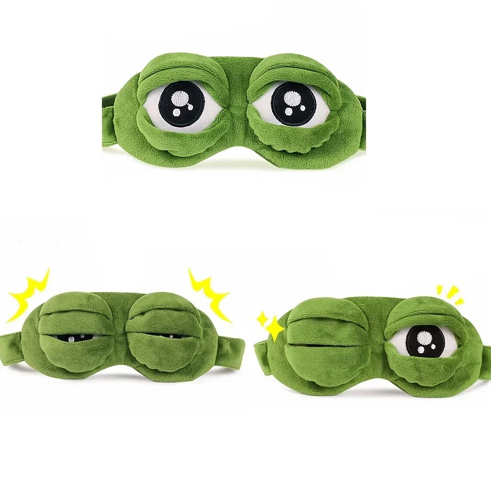 3D Frog Sleep Mask - Soft Cartoon Eye Shade for Travel and Office Use