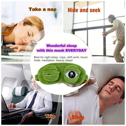 3D Frog Sleep Mask - Soft Cartoon Eye Shade for Travel and Office Use