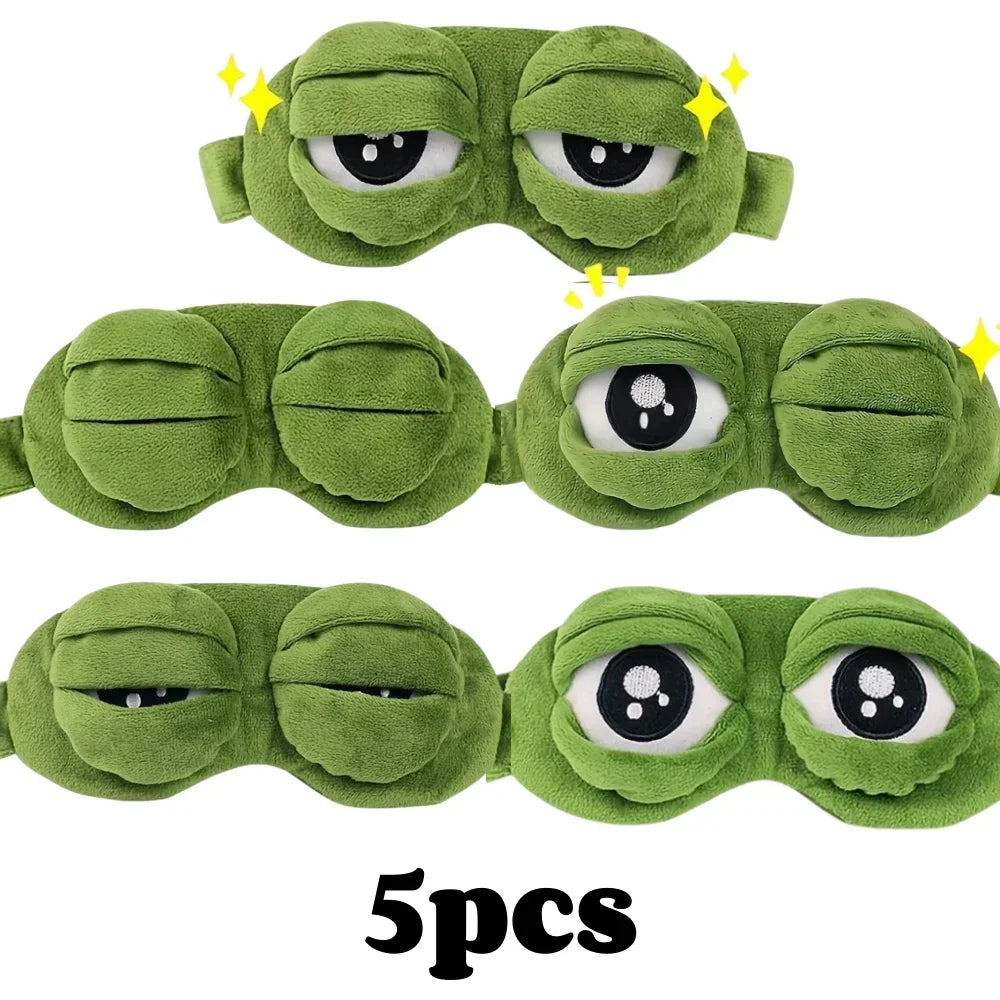 3D Frog Sleep Mask - Soft Cartoon Eye Shade for Travel and Office Use