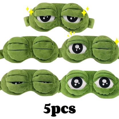 3D Frog Sleep Mask - Soft Cartoon Eye Shade for Travel and Office Use
