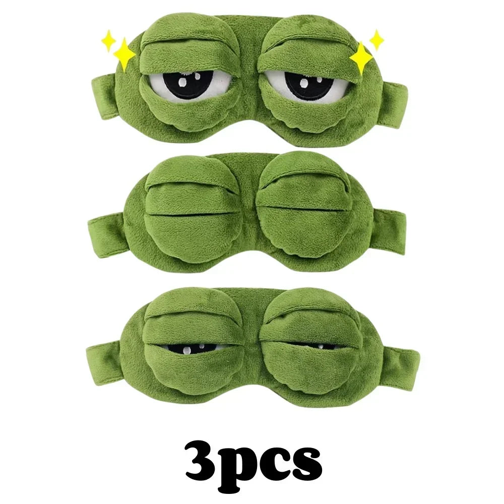 3D Frog Sleep Mask - Soft Cartoon Eye Shade for Travel and Office Use