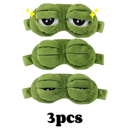 3D Frog Sleep Mask - Soft Cartoon Eye Shade for Travel and Office Use