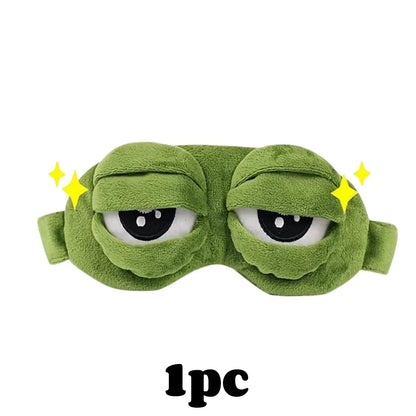 3D Frog Sleep Mask - Soft Cartoon Eye Shade for Travel and Office Use