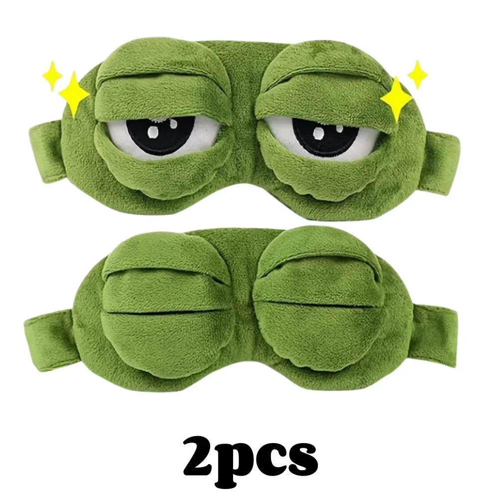 3D Frog Sleep Mask - Soft Cartoon Eye Shade for Travel and Office Use
