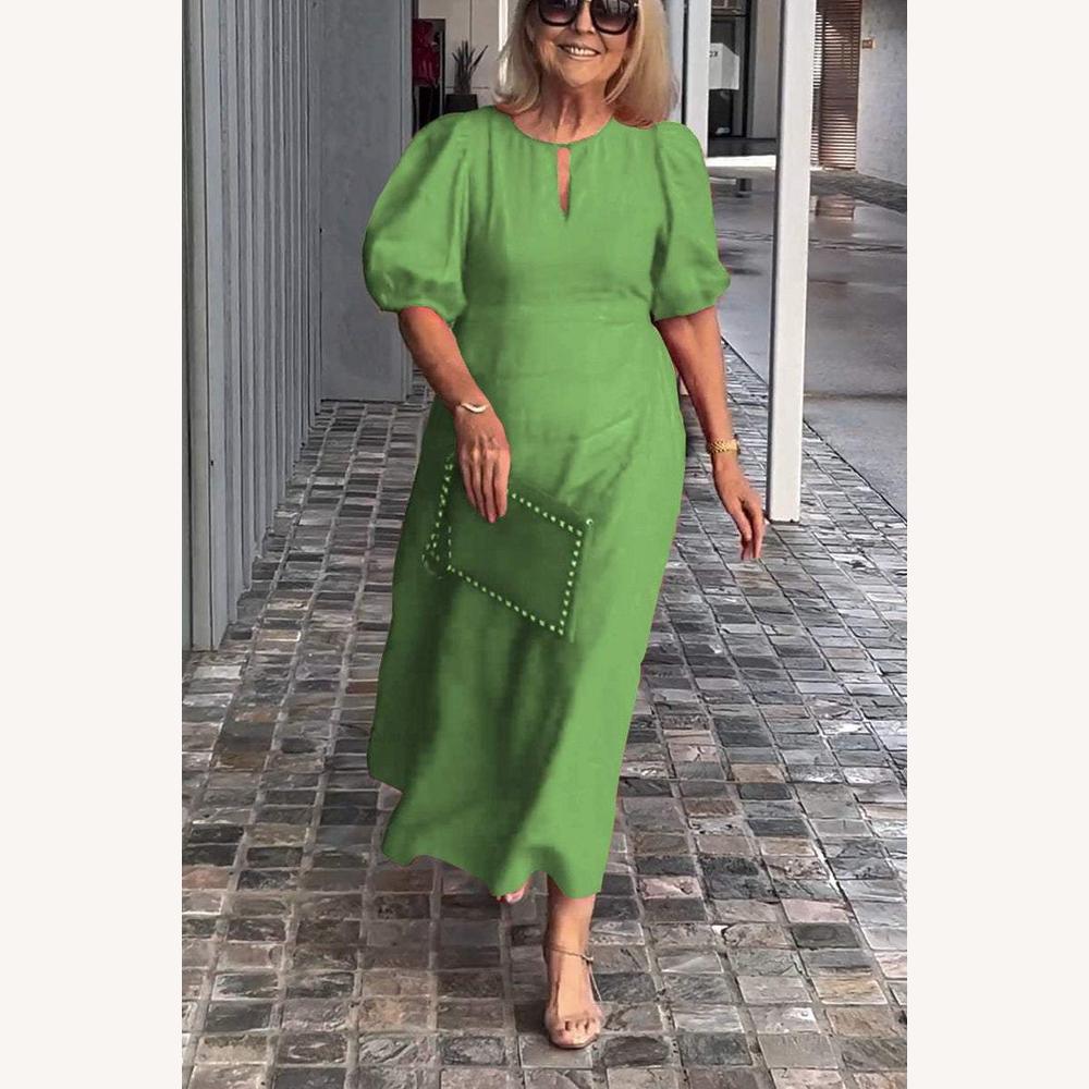 Robe Longue Femme en Coton et Lin – Élégante et Confortable pour l'Été, Coupe Fluide, Idéale pour Toutes Occasions