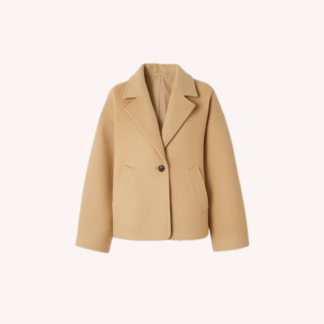 Manteau Hiver Femme Beige Taille M Laine Mélangée Oversize