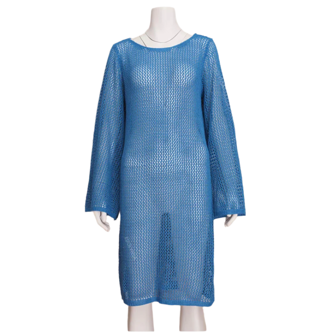 Robe de Plage Femme Backless en Jersey Polyester avec Manches à Ailes – Élégance Boho pour Tenue de Plage