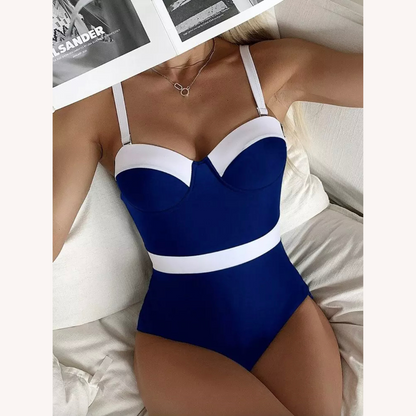 Women's One-Piece Swimsuit Backless with Sweetheart Neckline and Belt Detail – Elegant and Comfortable