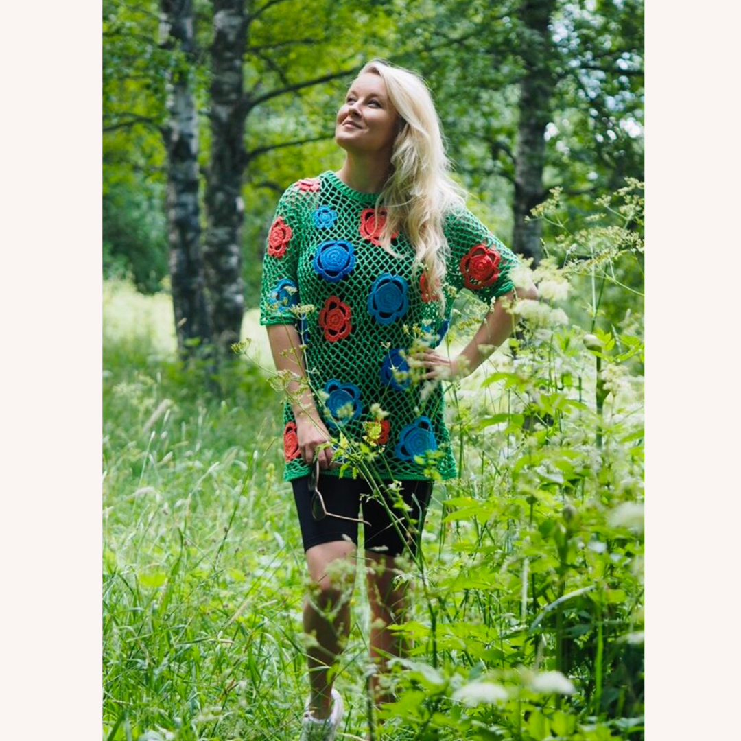 Women's Short Colorful Crochet Dress – Sexy and Seductive Style for Evenings and Special Occasions