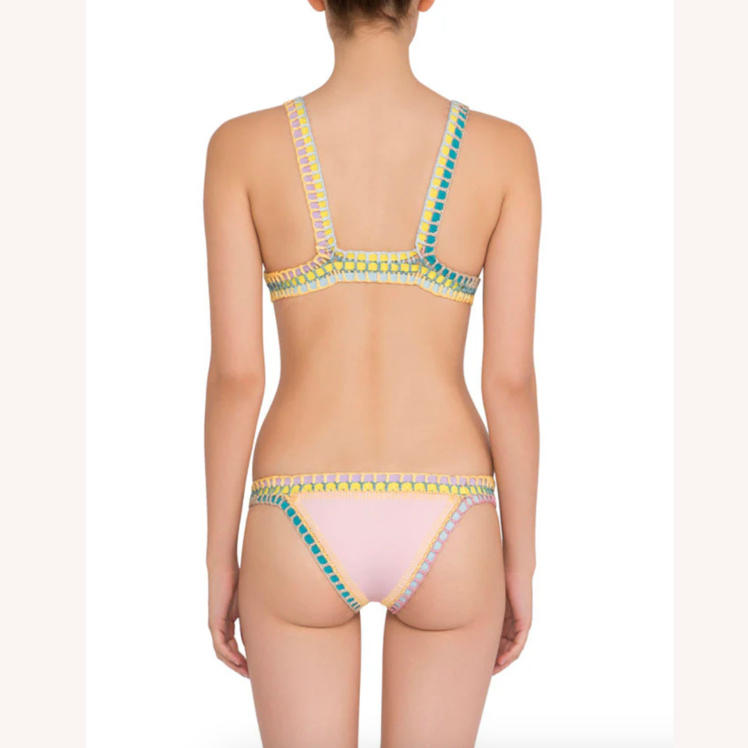 Ensemble de Maillot de Bain Femme en Bikini Triché à la Main – Style Boho Chic, Imprimé Unique en Polyester Premium