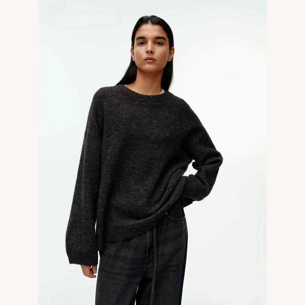 Pull Femme Oversize en Laine Mélangée – Confort et Élégance, Col Rond, Doux et Chic, Disponible en S à XL