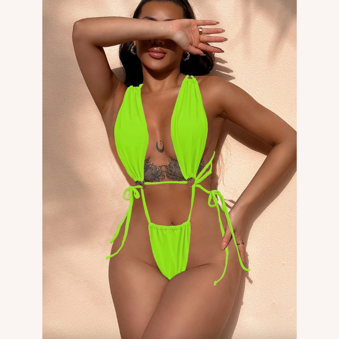 Maillot de Bain Femme 1 Pièce à Anneau – Style Boho avec Découpe et Dos Croisé, Confort Optimal pour la Plage et la Piscine