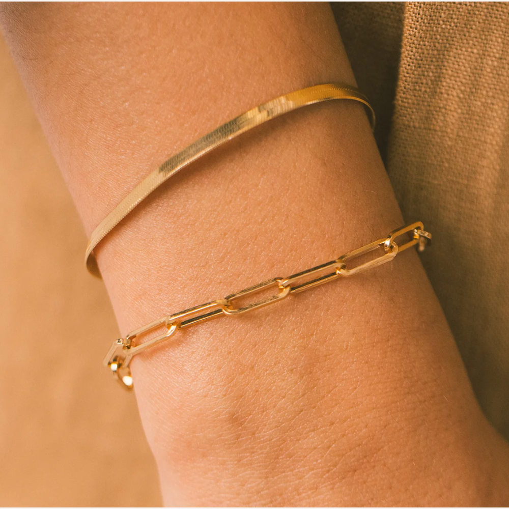 Bracelet Femme Doré 7 Pouces Acier Inoxydable Minimaliste Hypoallergénique