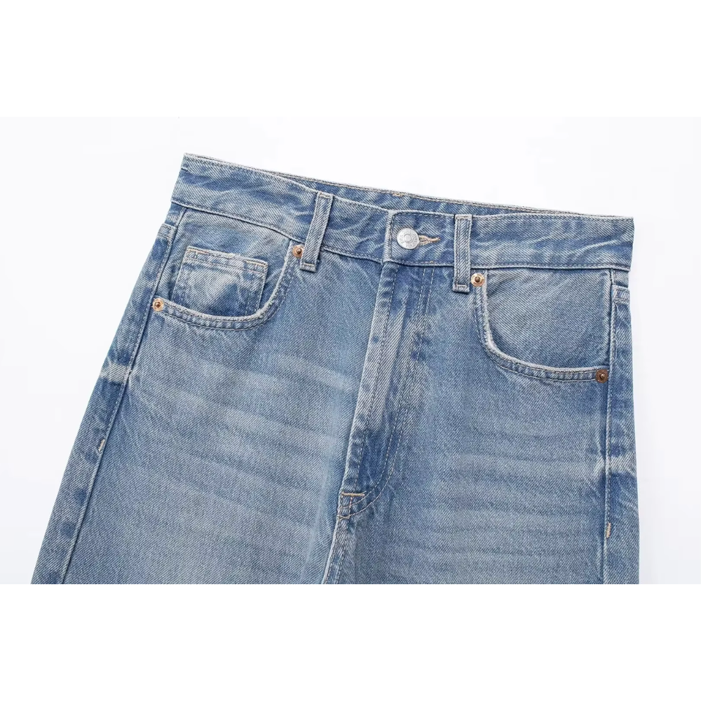 Women's Blue Flare Jeans Size 38 Cotton Stretch