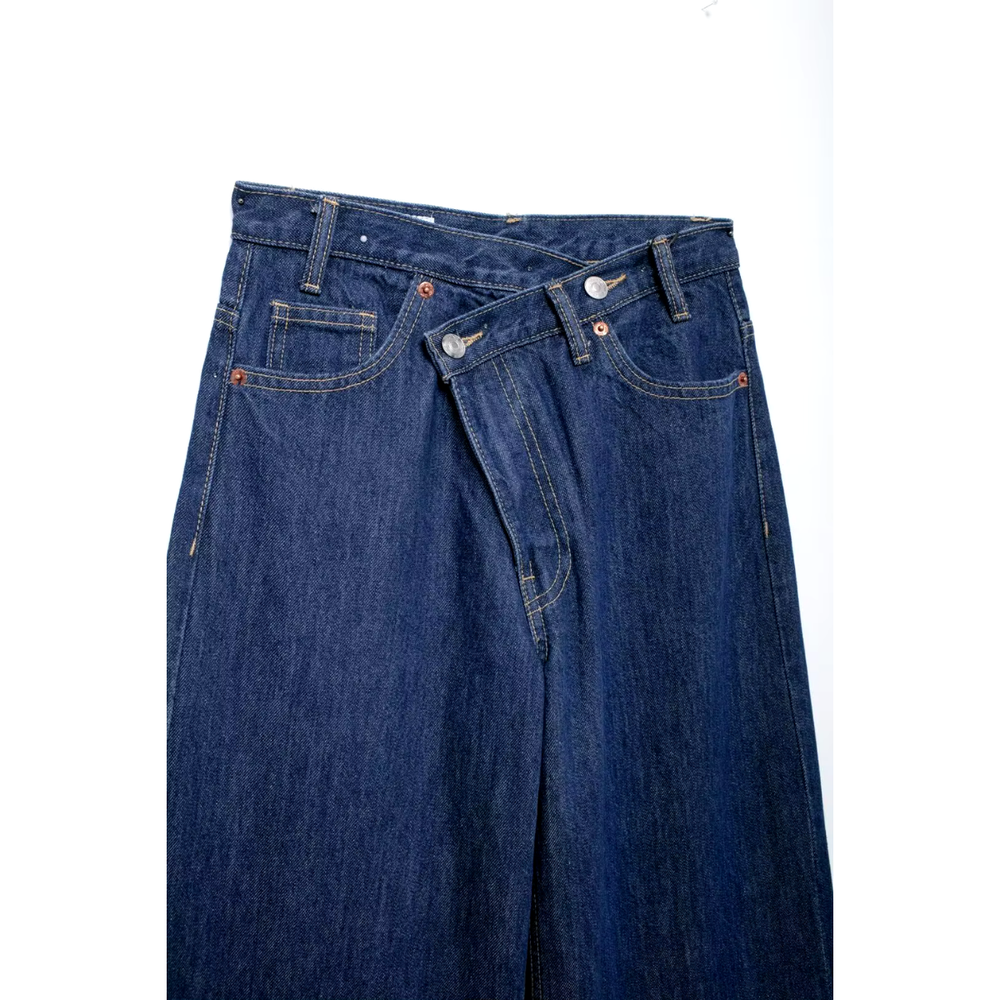 Women's Jean Baggy Dark Denim Size M 98% Cotton 2% Elastane