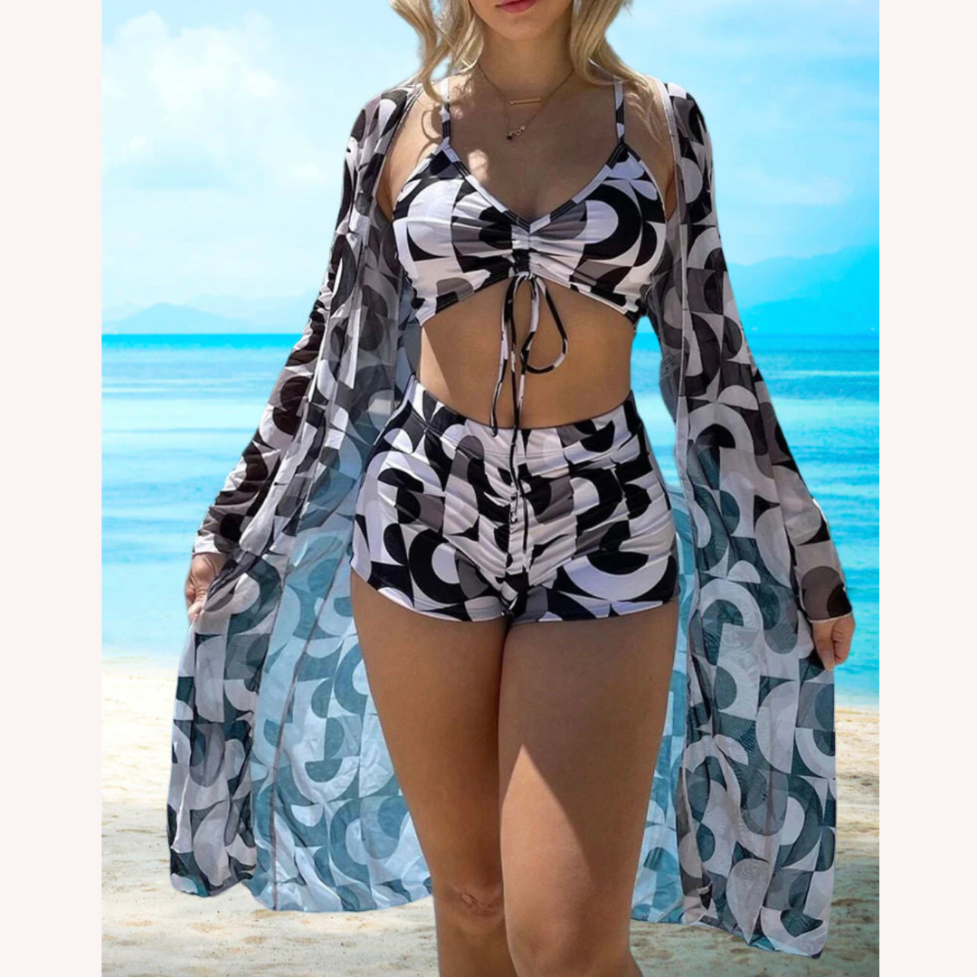 Women's High Waist Swimsuit Set with Refined Top and Coordinated Bottom – Comfort and Elegance