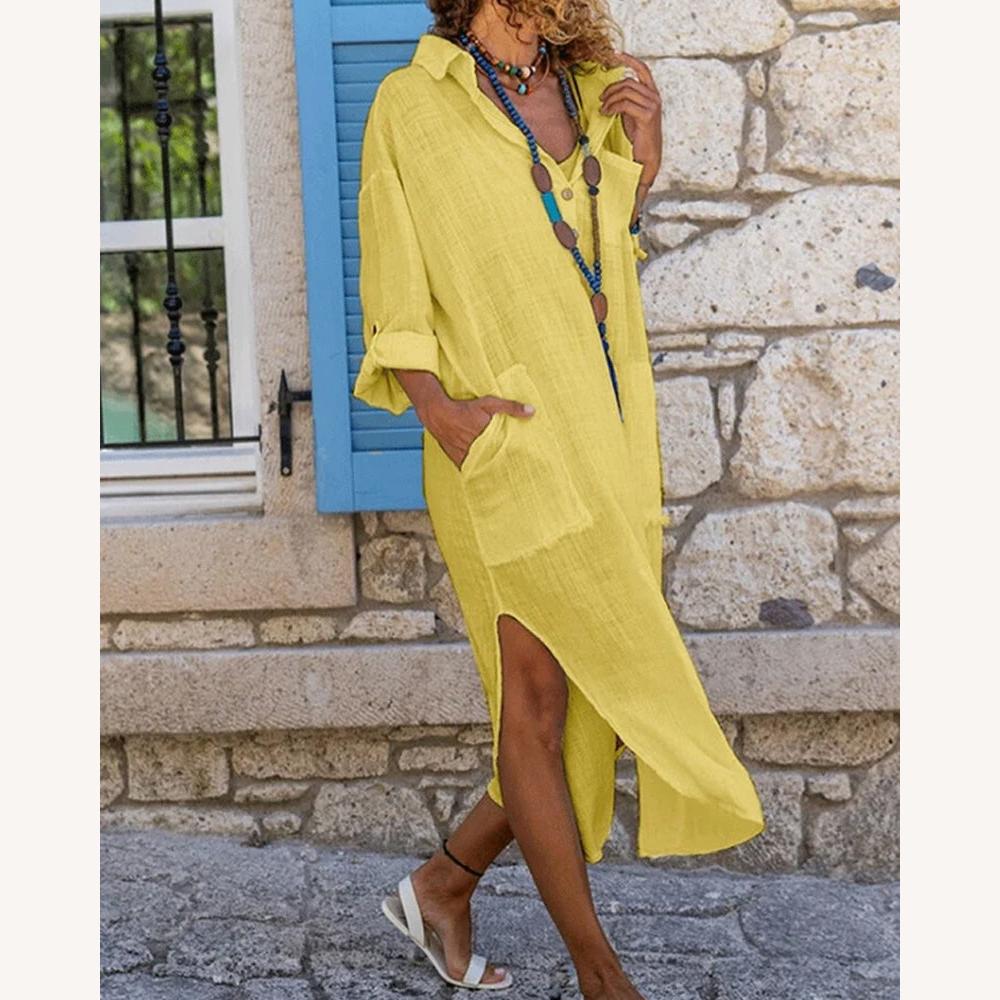 Variant image for Robe Chemise Décontractée Femme en Tissu Doux avec Poches - Coupe Structurée et Élégante-22