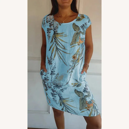Long Printed Cotton and Linen Dress for Women - Elegant and Comfortable for Spring Summer