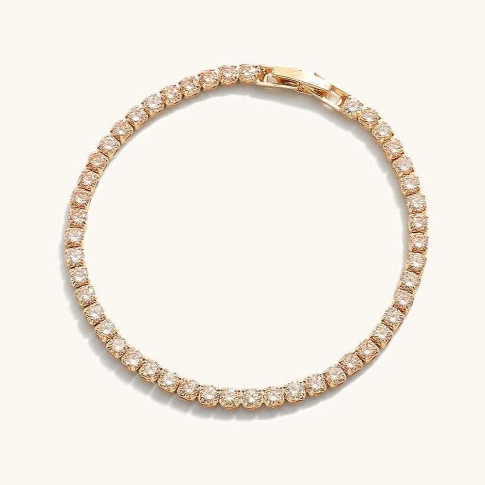 Bracelet Femme Or 18 Carats Simulants de Diamant 7 Pouces Élégant