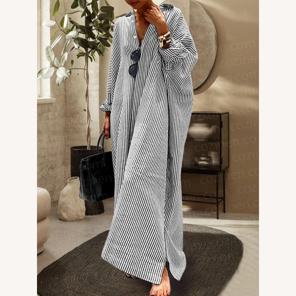 Elegant Striped Long Dress for Women – Comfort and Chic Style for Summer Evenings