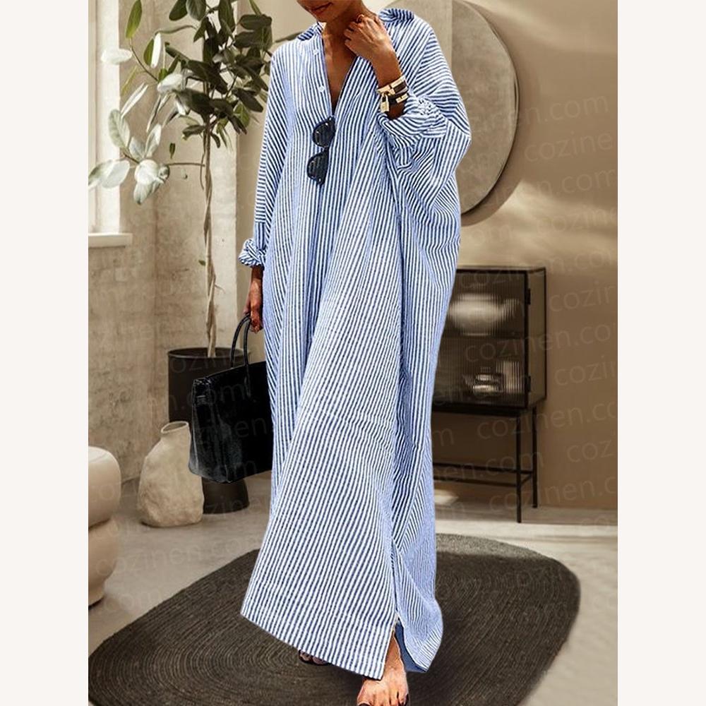 Robe Longue Femme Rayée Élégante – Confort et Style Chic pour Soirées d'Été