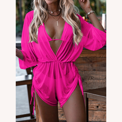 Women's Three-Piece Bikini with High Waist and Chic Details – Elegant Swimsuit for Summer