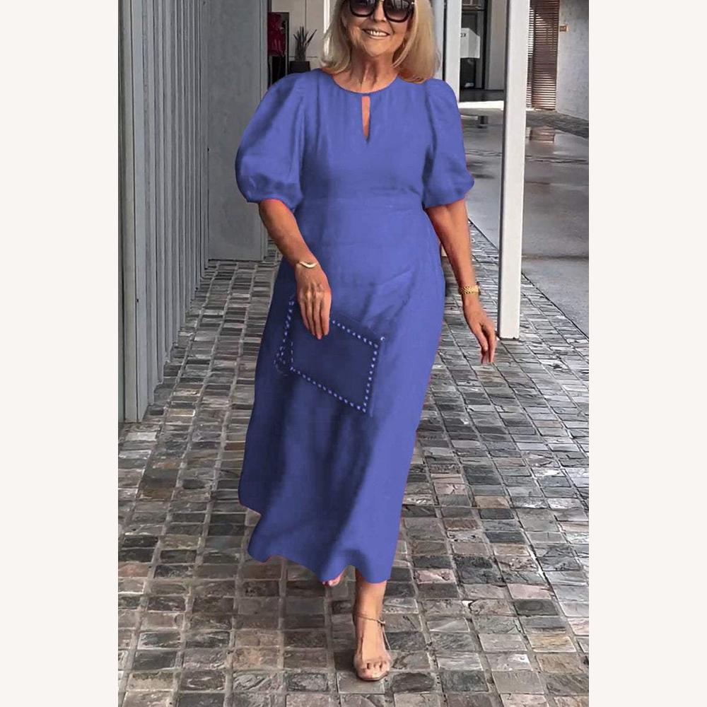 Robe Longue Femme en Coton et Lin – Élégante et Confortable pour l'Été, Coupe Fluide, Idéale pour Toutes Occasions