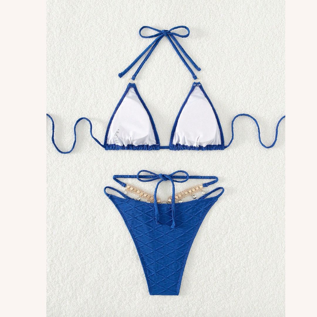 Bikini en Chaîne de Diamant pour Femme avec Détails en Strass – Maillot de Bain Boho Chic Été