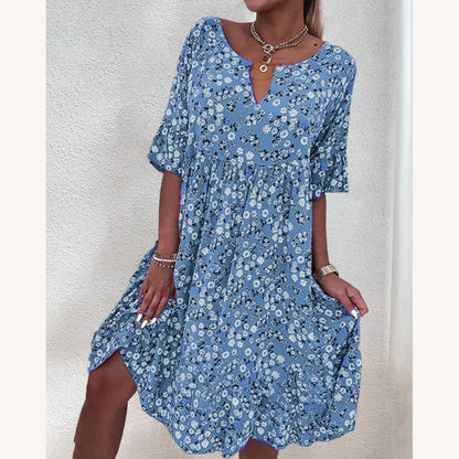 Women's Summer Dress Floral Print with Short Sleeves – Chic and Comfortable for Hot Days