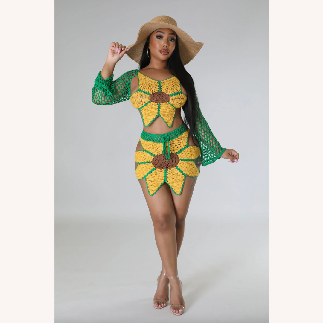 Women's One-Piece Swimsuit Handmade Sunflower – Artisan Elegance and Comfort for Beach