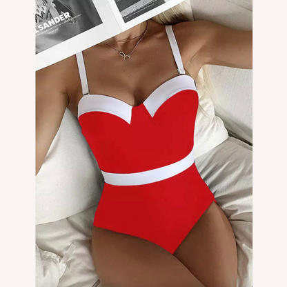 Women's One-Piece Swimsuit Backless with Sweetheart Neckline and Belt Detail – Elegant and Comfortable