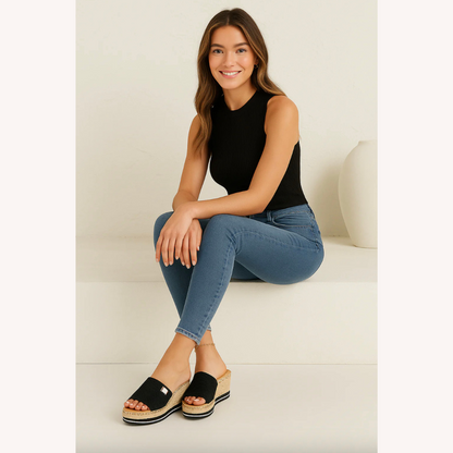 Women's Beige Wedge Sandals Size 38 Synthetic