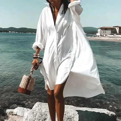 Chic Long White Women's Summer Dress – Elegant and Comfortable for All Occasions
