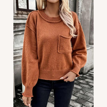 Women's Oversized Sweater in Soft Knit with Front Pocket – Comfortable for Autumn and Winter