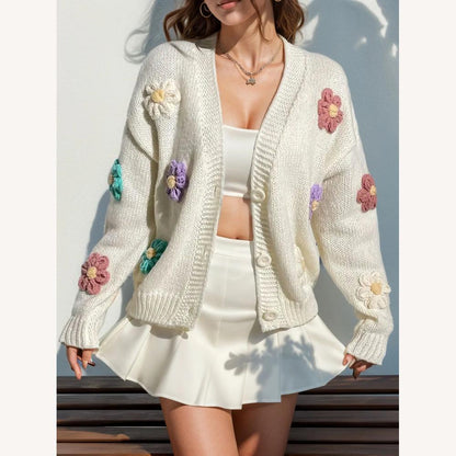 Women's Knitted Flower Vest in Acrylic and Polyester – Cozy and Casual Style for Spring