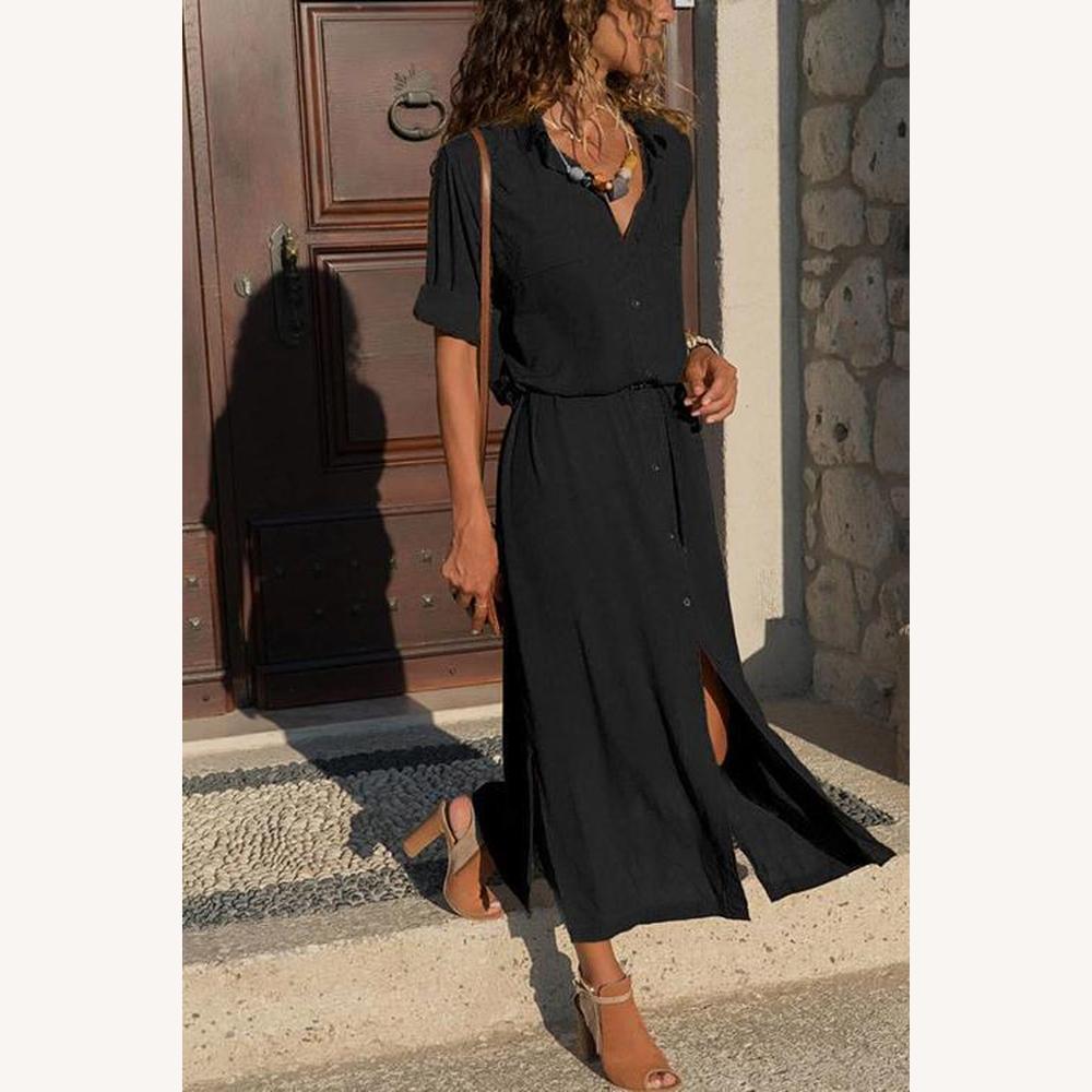Robe Longue Femme à Manches Longues – Élégante et Confortable pour l'Automne, Disponible en S à XL