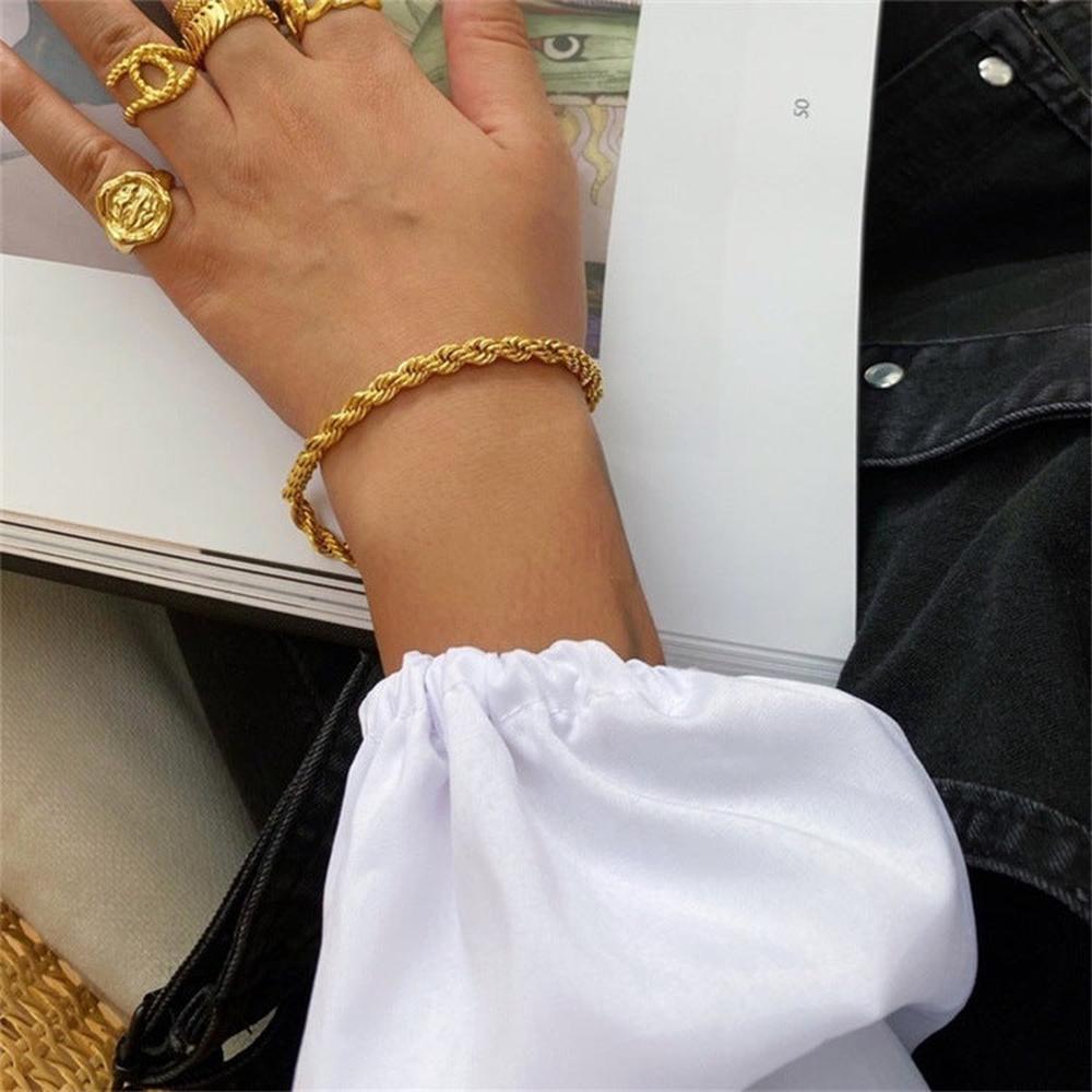 Bracelet Femme Or 18K Taille Unique Acier Inoxydable Élégant