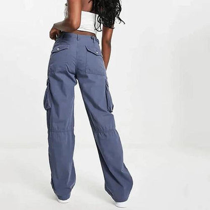 Elegant Women's Cargo Pants with Practical Pockets and Adjustable Waist – Comfort and Modern Style