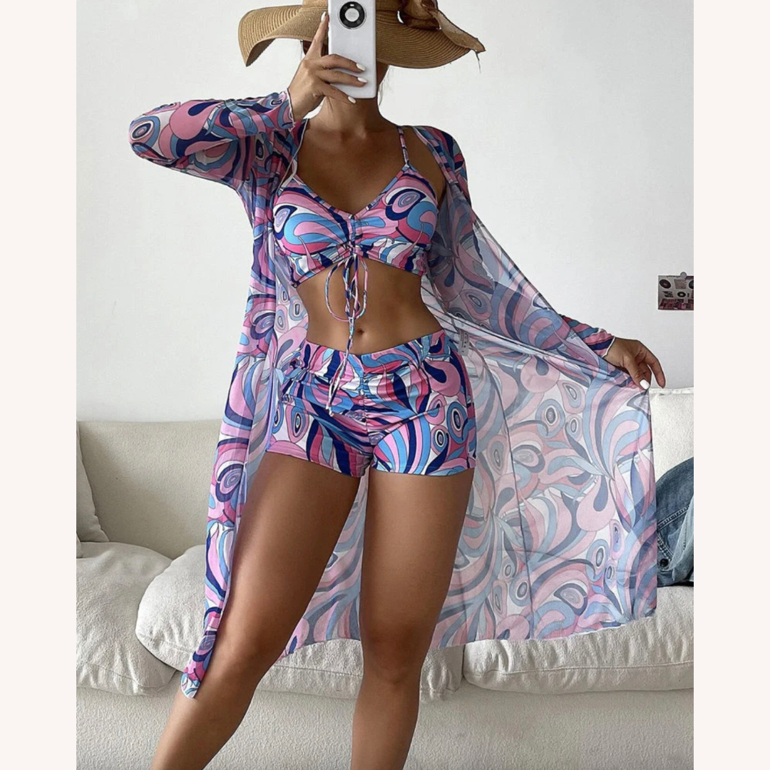 Women's High Waist Swimsuit Set with Refined Top and Coordinated Bottom – Comfort and Elegance