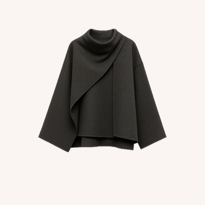 Winter Coat Women Gray Size M Wool Integrated Scarf