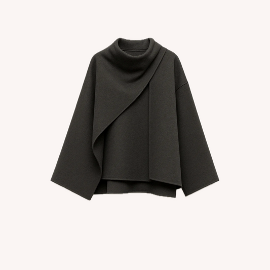 Winter Coat Women Gray Size M Wool Integrated Scarf