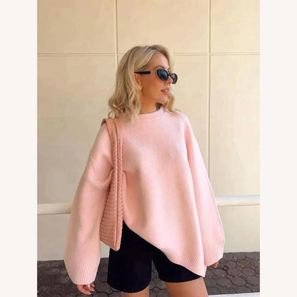 Women's Oversized Soft Knit Sweater – Elegant Comfort, Loose Fit, Ideal for Casual Layering